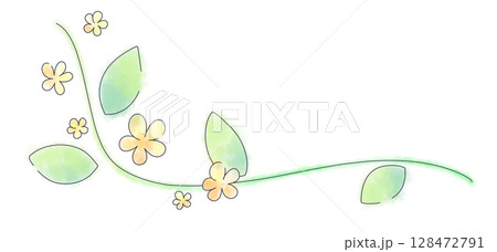 季節に関係なく使える水彩の花黄色	 128472791