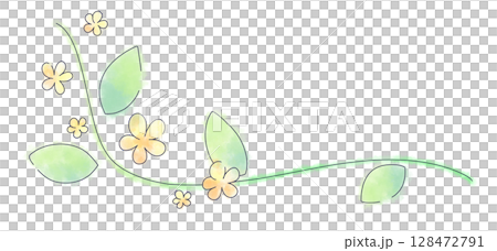 無論季節都可以使用的黃色水彩花 128472791