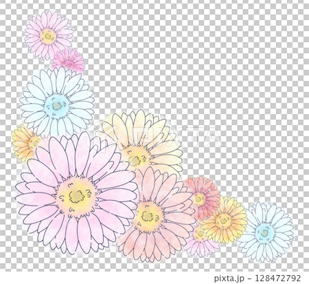 Gerbera watercolor colorful for corners 128472792