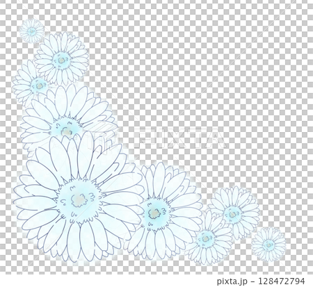 角落的白色水彩非洲菊 128472794