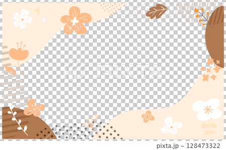 柔らかな花の北欧風ベクターイラストフレーム 128473322