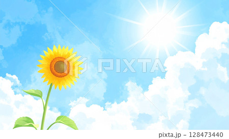 一輪の向日葵と青空 一輪の向日葵と青空 128473440