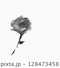 薔薇のモノクロイラスト 128473458
