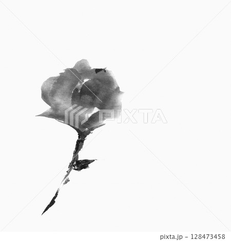 薔薇のモノクロイラスト 薔薇のモノクロイラスト 128473458