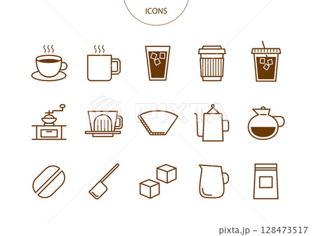カフェ コーヒー アイコン ピクトグラム ベクター イラスト セット カフェ コーヒー アイコン ピクトグラム ベクター イラスト セット 128473517