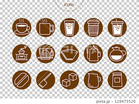 咖啡廳咖啡圖示象形文字向量插圖集 咖啡廳咖啡圖示象形文字向量插圖集 128473520
