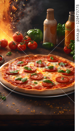 The Authentic Glow: Perfect Pizza, Perfect Setting The Authentic Glow: Perfect Pizza, Perfect Setting 128473778