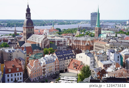 リガの聖ペテロ教会の塔からの眺め 128473818