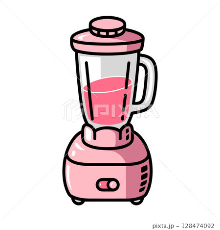 Cartoon Pink Blender with Pink Liquid Cartoon Pink Blender with Pink Liquid 128474092