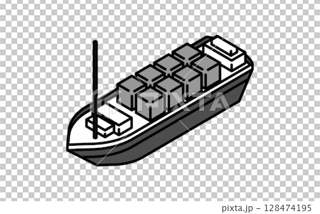 Vehicle icon, simple and cute isometric line icon of cargo ship 128474195