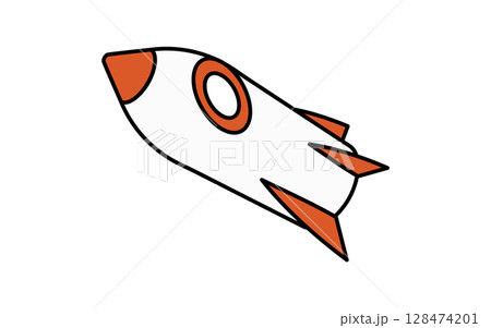 乗物アイコン、ロケットのシンプルでかわいいアイソメトリックの線画アイコン 128474201