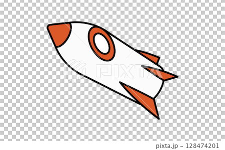 乗物アイコン、ロケットのシンプルでかわいいアイソメトリックの線画アイコン 128474201