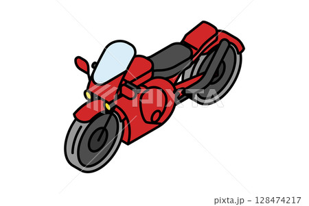 乗物アイコン、二輪車(スポーツバイク)のシンプルでかわいいアイソメトリックの線画アイコン 乗物アイコン、二輪車(スポーツバイク)のシンプルでかわいいアイソメトリックの線画アイコン 128474217