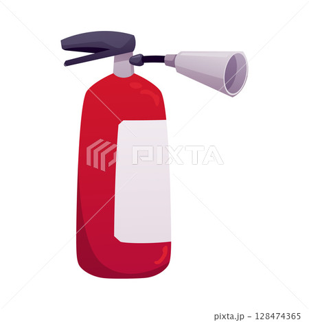 Fire extinguisher vector flat icon, carbon dioxide fire extinguisher with nozzle, portable red fire emergency equipment 128474365