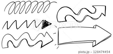 Dynamic Arrow Doodle Vector Illustration 128474454