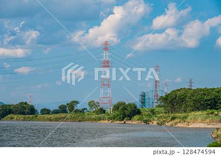 夏の淀川風景　枚方市 128474594