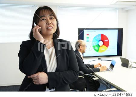電話で話す女性 電話で話す女性 128474682