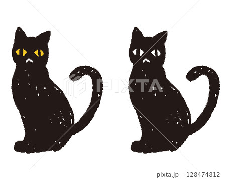 手描きの黒猫 128474812