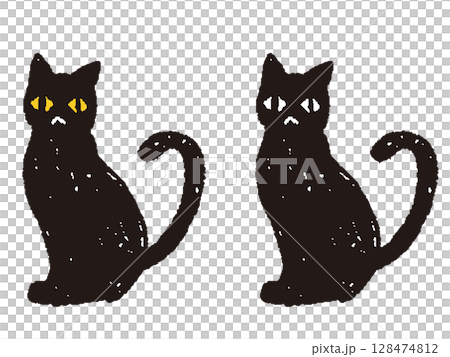 手描きの黒猫 128474812