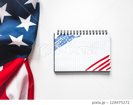 American Flag on white background. Greeting card 128475272