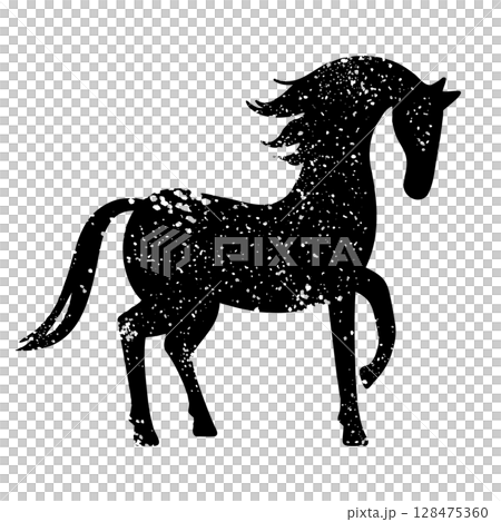 郵票式馬插圖素材 郵票式馬插圖素材 128475360