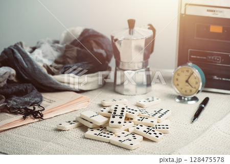 Heap of Domino tiles Heap of Domino tiles 128475578