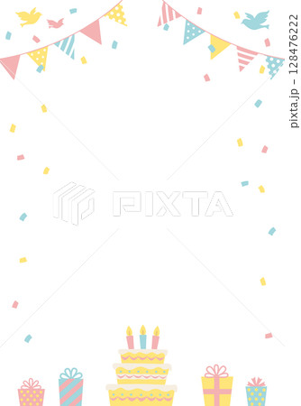 バースデーカード_誕生日パーティー背景（タテ） 誕生日ケーキ 128476222