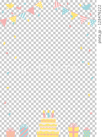 バースデーカード_誕生日パーティー背景（タテ） 誕生日ケーキ 128476222