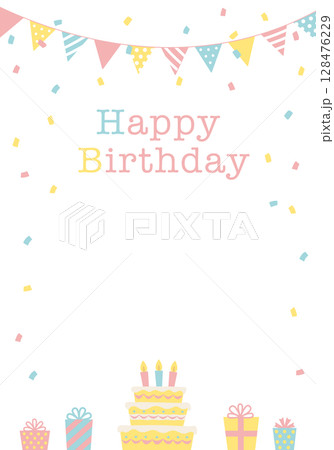 バースデーカード_誕生日パーティー背景（タテ）  happy birthday 128476229