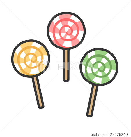 カラフルなペロペロキャンディ 128476249