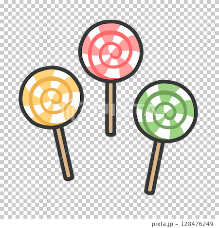 カラフルなペロペロキャンディ 128476249