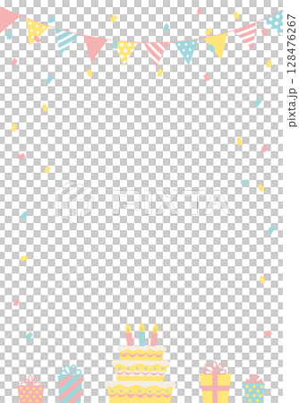 バースデーカード_誕生日パーティー背景（タテ） 誕生日ケーキ 128476267