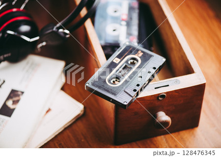 Audio cassette tape Audio cassette tape 128476345