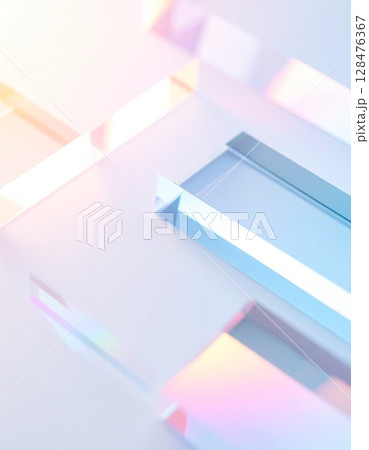 パステルカラーの虹色に輝くクリスタルパネルの背景 128476367