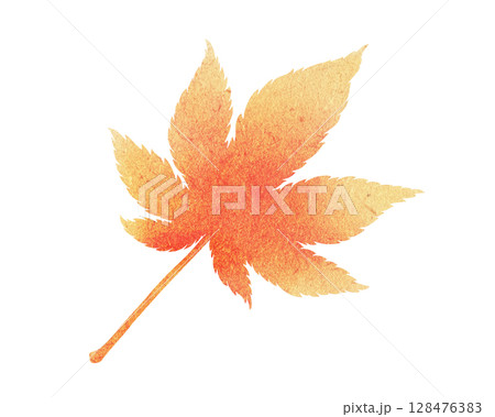 オレンジ色の紅葉の葉のイラスト 128476383