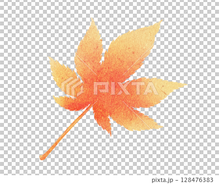 オレンジ色の紅葉の葉のイラスト 128476383
