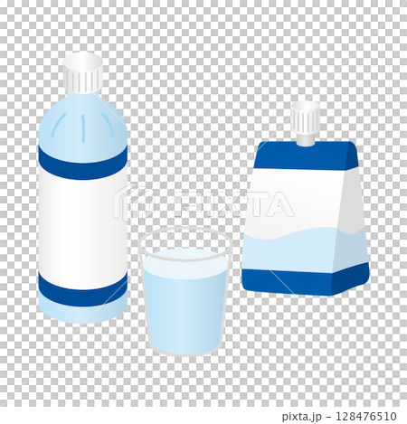 熱中症対策アイテム　水分補給　イラスト 128476510