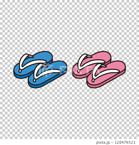 Men's and women's beach sandals illustration 128476521