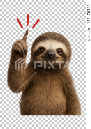 A sloth holds up his finger to express his inspiration 128476546