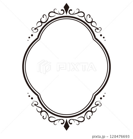 ヴィンテージ風のエレガントな装飾フレーム（黒線・招待状・装飾用） 128476693