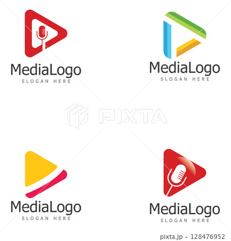 play button media vector logo design template 128476952