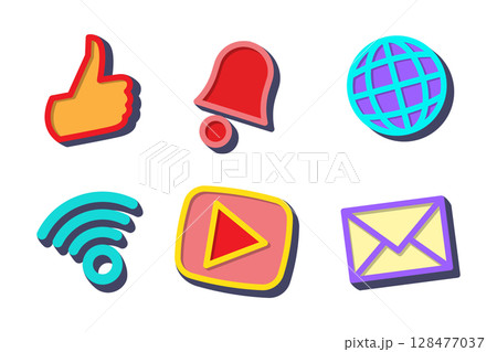 Colorful social media and communication icons set 128477037