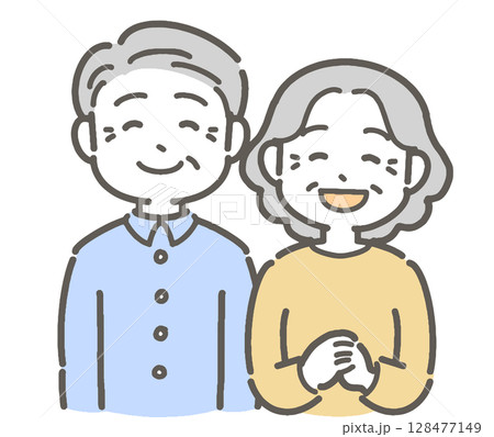 笑顔のシニア男性・女性のイラスト 128477149