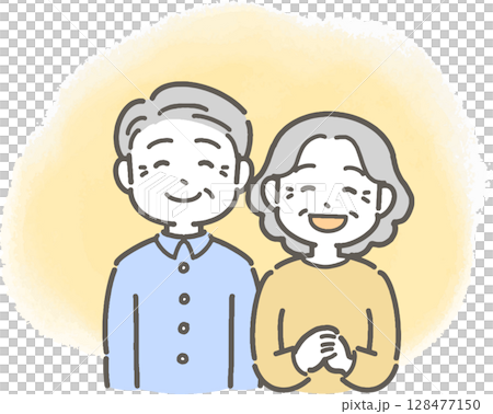 Illustration of smiling senior men and women 128477150