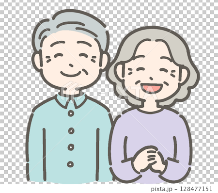 Illustration of smiling senior men and women Illustration of smiling senior men and women 128477151