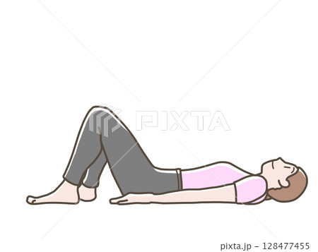 腹筋運動をする女性のイラスト 128477455