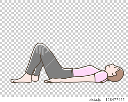 腹筋運動をする女性のイラスト 128477455