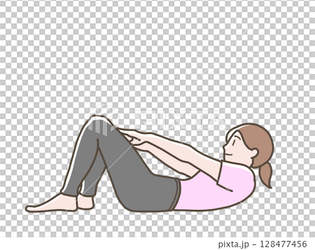 Illustration of a woman doing abdominal exercises 128477456