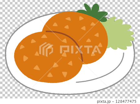 シンプルなコロッケのイラスト 128477475