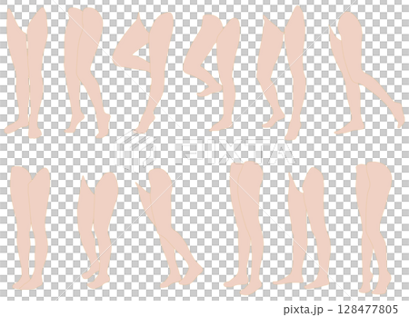 女性腿模插畫集2-11斜前左1.一組下半身各種姿勢的插畫 128477805